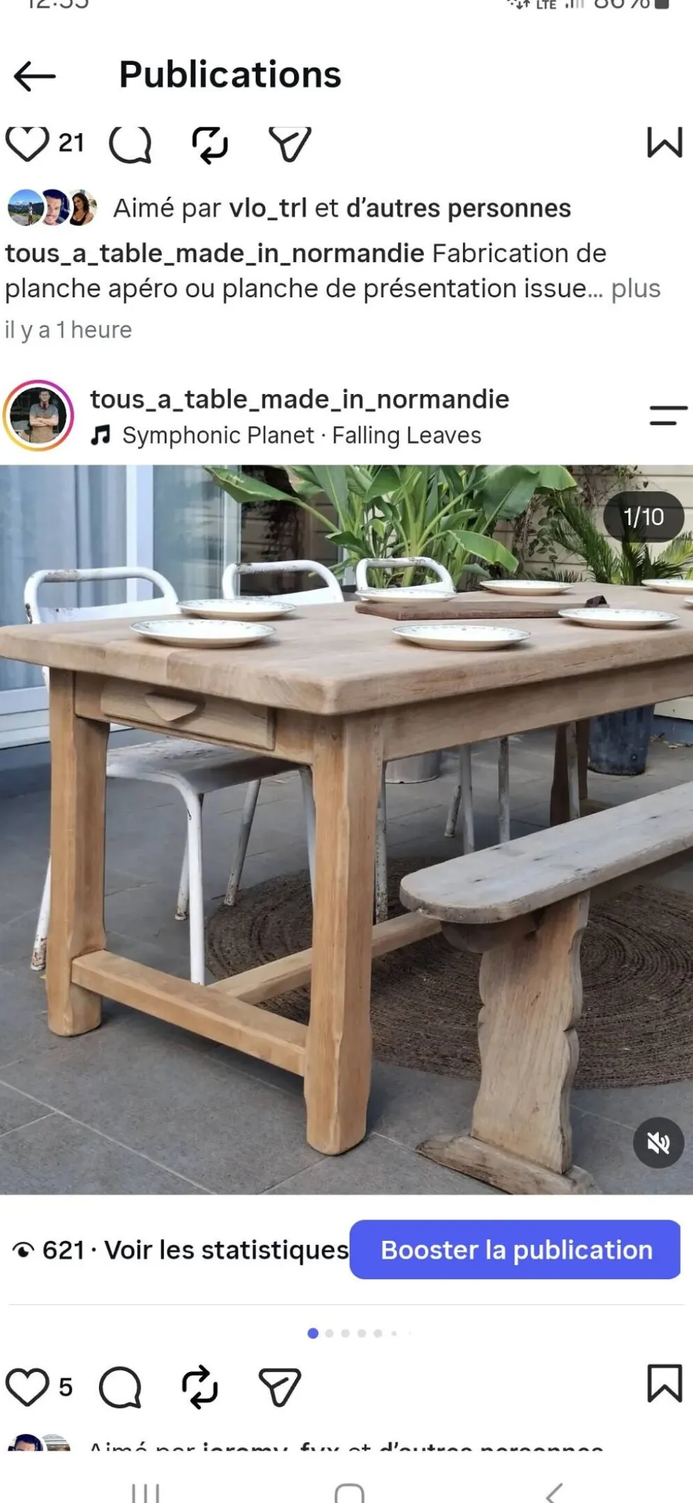 N052 table de ferme rénovée