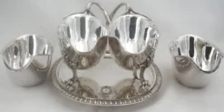 Odiot, saucière double + doublures, argent Minerve, excellent état, XIX, 1,798 kg