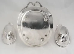 Odiot, saucière double + doublures, argent Minerve, excellent état, XIX, 1,798 kg