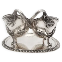 Odiot, saucière double + doublures, argent Minerve, excellent état, XIX, 1,798 kg