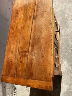 Old wooden baker's chest with storage drawers