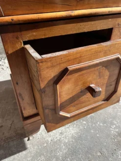 Old wooden baker's chest with storage drawers