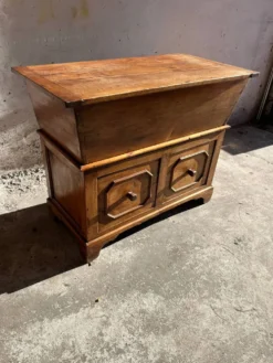 Old wooden baker's chest with storage drawers