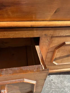 Old wooden baker's chest with storage drawers