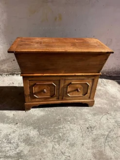 Old wooden baker's chest with storage drawers
