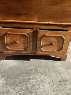 Old wooden baker's chest with storage drawers
