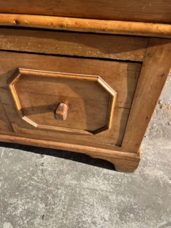 Old wooden baker's chest with storage drawers