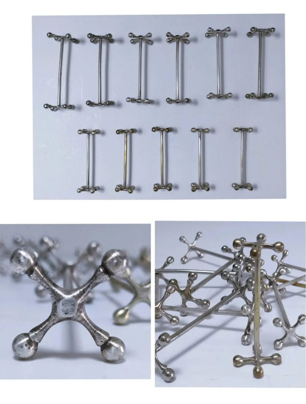 Onze porte-couteau "croisillons" métal design années 70