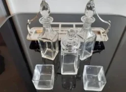Orfèvre Bouillet bourdelle / Service à condiments en métal argenté et verre