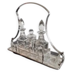Orfèvre Bouillet bourdelle / Service à condiments en métal argenté et verre