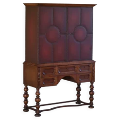 Otto Schulz, armoire moderne suédoise en cuir, chêne et clous en laiton, années 1930