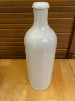 Paire ancienne bouteille mkm grès émaillé beige + blanc cuisine vintag