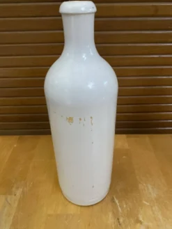 Paire ancienne bouteille mkm grès émaillé beige + blanc cuisine vintag