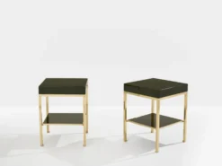 Paire bouts de canapé laque verte laiton Guy Lefevre Maison Jansen 1970