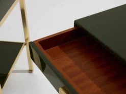 Paire bouts de canapé laque verte laiton Guy Lefevre Maison Jansen 1970