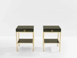 Paire bouts de canapé laque verte laiton Guy Lefevre Maison Jansen 1970