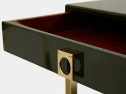 Paire bouts de canapé laque verte laiton Guy Lefevre Maison Jansen 1970