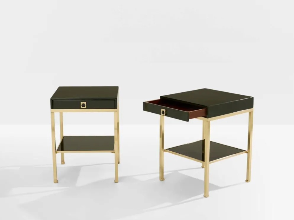 Paire bouts de canapé laque verte laiton Guy Lefevre Maison Jansen 1970