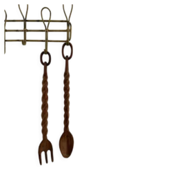 Paire cuillère & fourchette en bois sculpté XXL