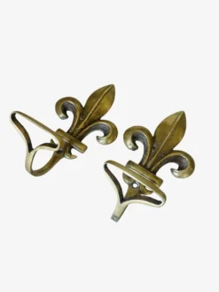 Paire d’anciennes patères fleur de lys en bronze doré