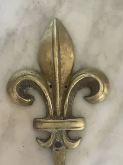 Paire d’anciennes patères fleur de lys en bronze doré