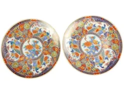 Paire d'assiettes à dessert en porcelaine Taous, Maroc, vintage