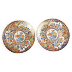 Paire d'assiettes à dessert en porcelaine Taous, Maroc, vintage