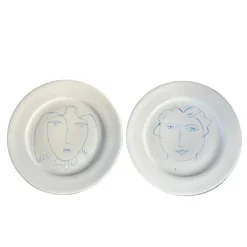 Paire d'assiettes Picasso en porcelaine de Limoges - Ref 1324
