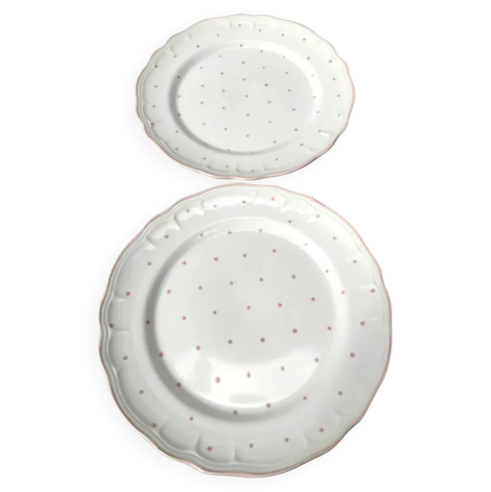 Paire d'assiettes plates vintage Salins les Bains peintes à la main