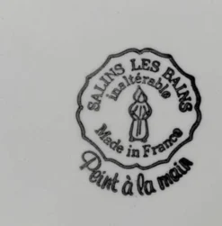 Paire d'assiettes plates vintage Salins les Bains peintes à la main
