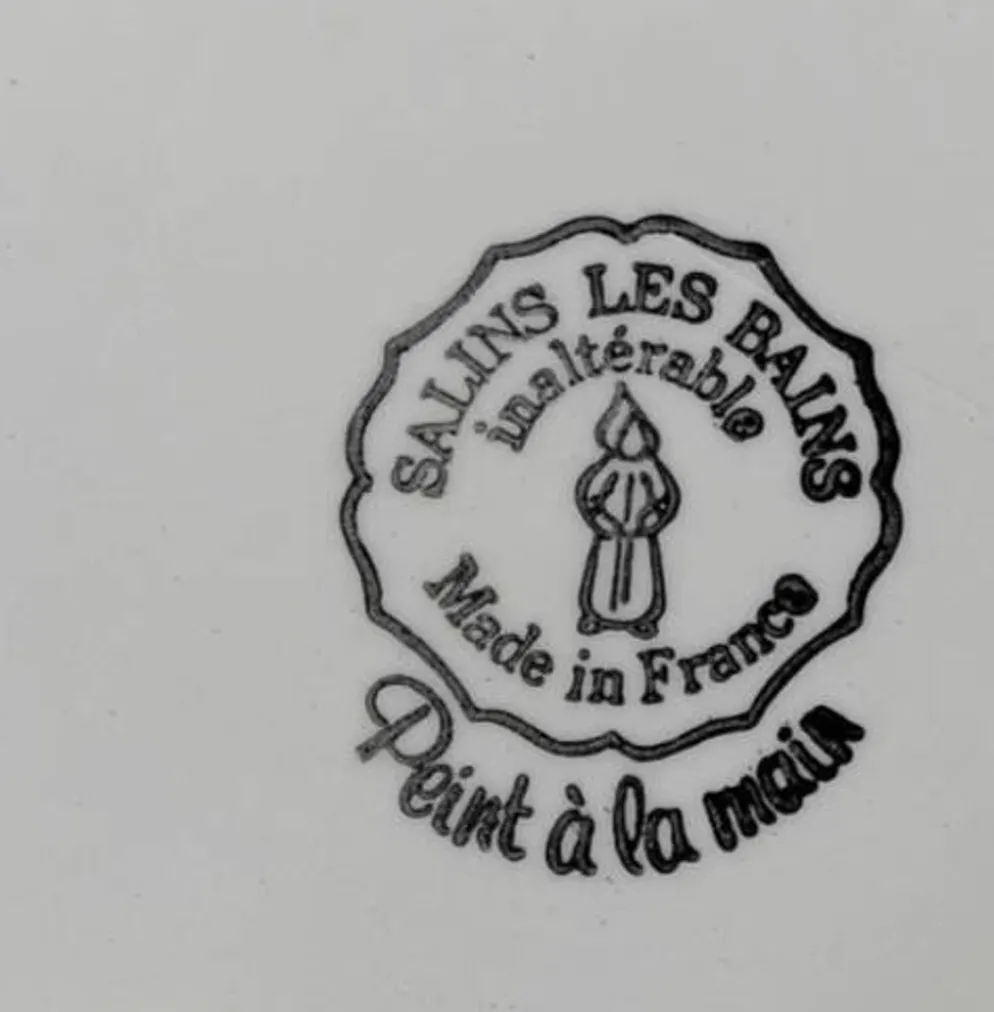 Paire d'assiettes plates vintage Salins les Bains peintes à la main