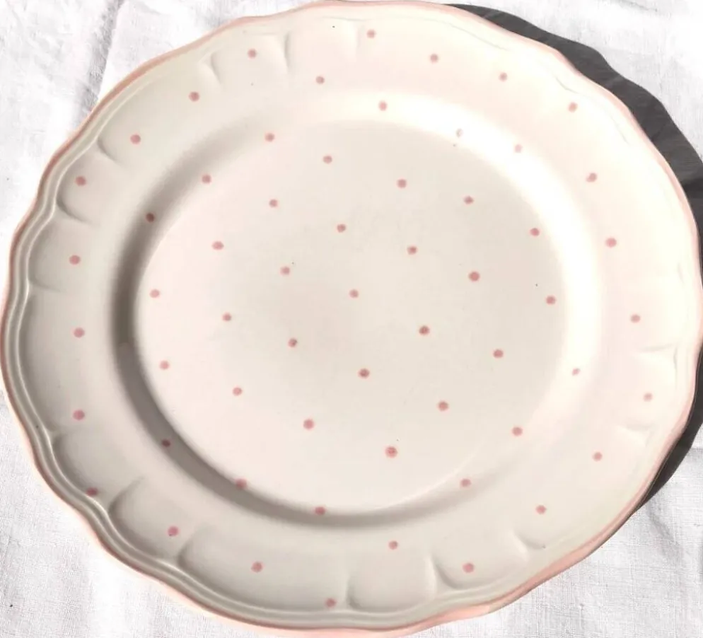Paire d'assiettes plates vintage Salins les Bains peintes à la main