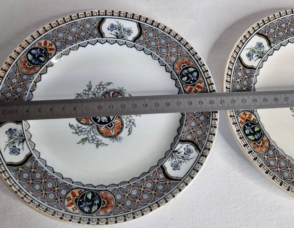 Paire d’assiettes Royal Doulton 20,5 cm faïence anglaise décor Imari XIXeme