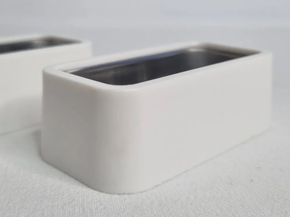 Paire de beurriers design Raymond Loewy, édition 1970, 8 cm