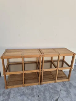Paire de Bibliothèques étagères en pin vintage style Maison Regain design 1970s