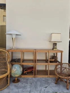 Paire de Bibliothèques étagères en pin vintage style Maison Regain design 1970s