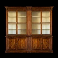Paire de bibliothèques / vaisseliers en teck de style colonial