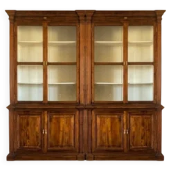 Paire de bibliothèques / vaisseliers en teck de style colonial