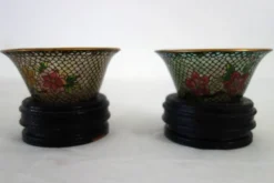 Paire de bols vintage Plique-à-jour émail cloisonné, Chine