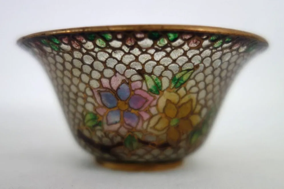Paire de bols vintage Plique-à-jour émail cloisonné, Chine