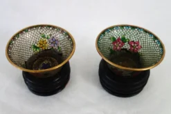 Paire de bols vintage Plique-à-jour émail cloisonné, Chine