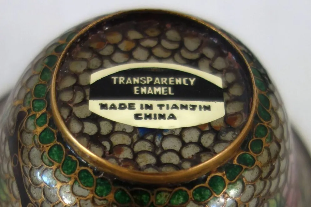 Paire de bols vintage Plique-à-jour émail cloisonné, Chine