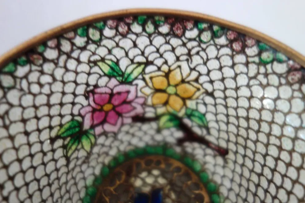 Paire de bols vintage Plique-à-jour émail cloisonné, Chine