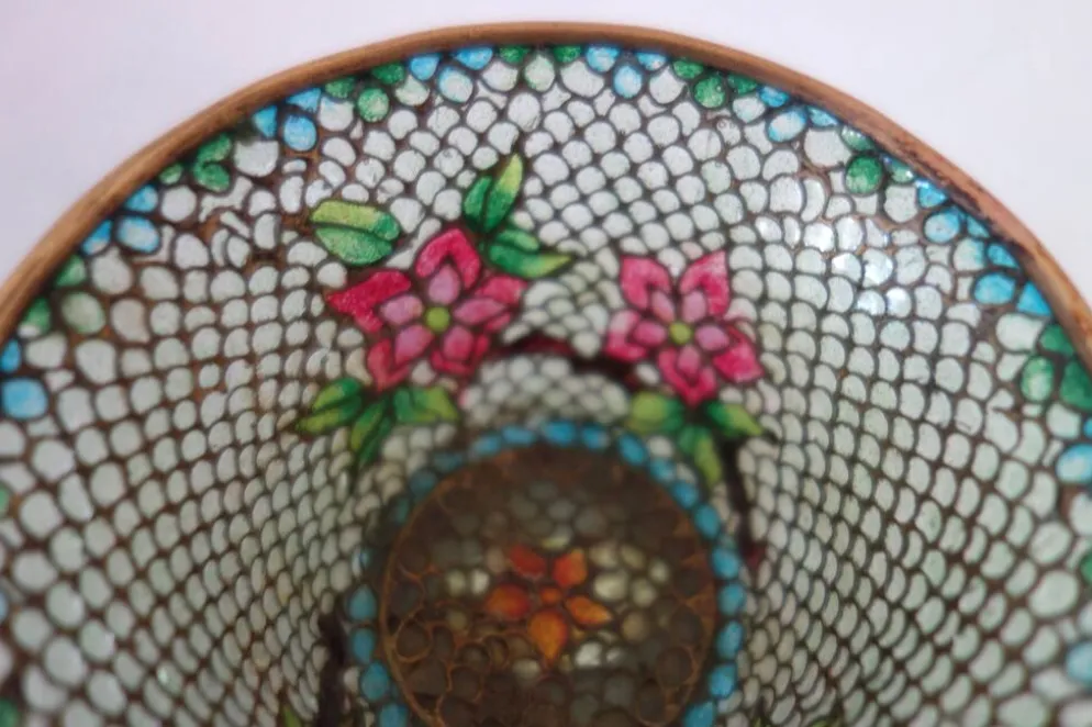 Paire de bols vintage Plique-à-jour émail cloisonné, Chine