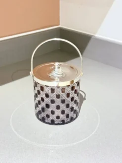 Paire de boîtes à biscuits, seaux à glace vintage en cristal taillé et métal argenté