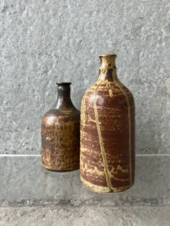 Paire de bouteilles en ceramique Alain rech, vintage 60/70