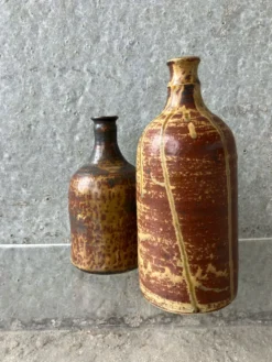 Paire de bouteilles en ceramique Alain rech, vintage 60/70