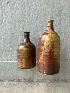 Paire de bouteilles en ceramique Alain rech, vintage 60/70