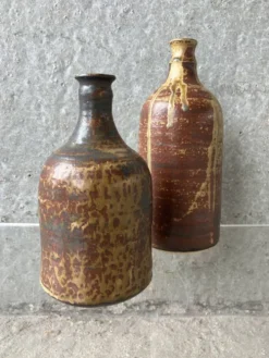 Paire de bouteilles en ceramique Alain rech, vintage 60/70
