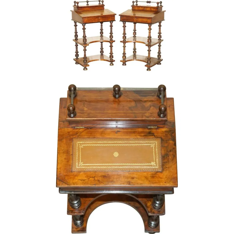 Paire de bureaux Davenport antiques entièrement restaurés